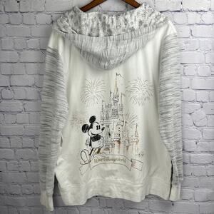 Adult 2x Disney Parks Cinderella Castle Fire Works Mickey Mouse Hoodie Jacket